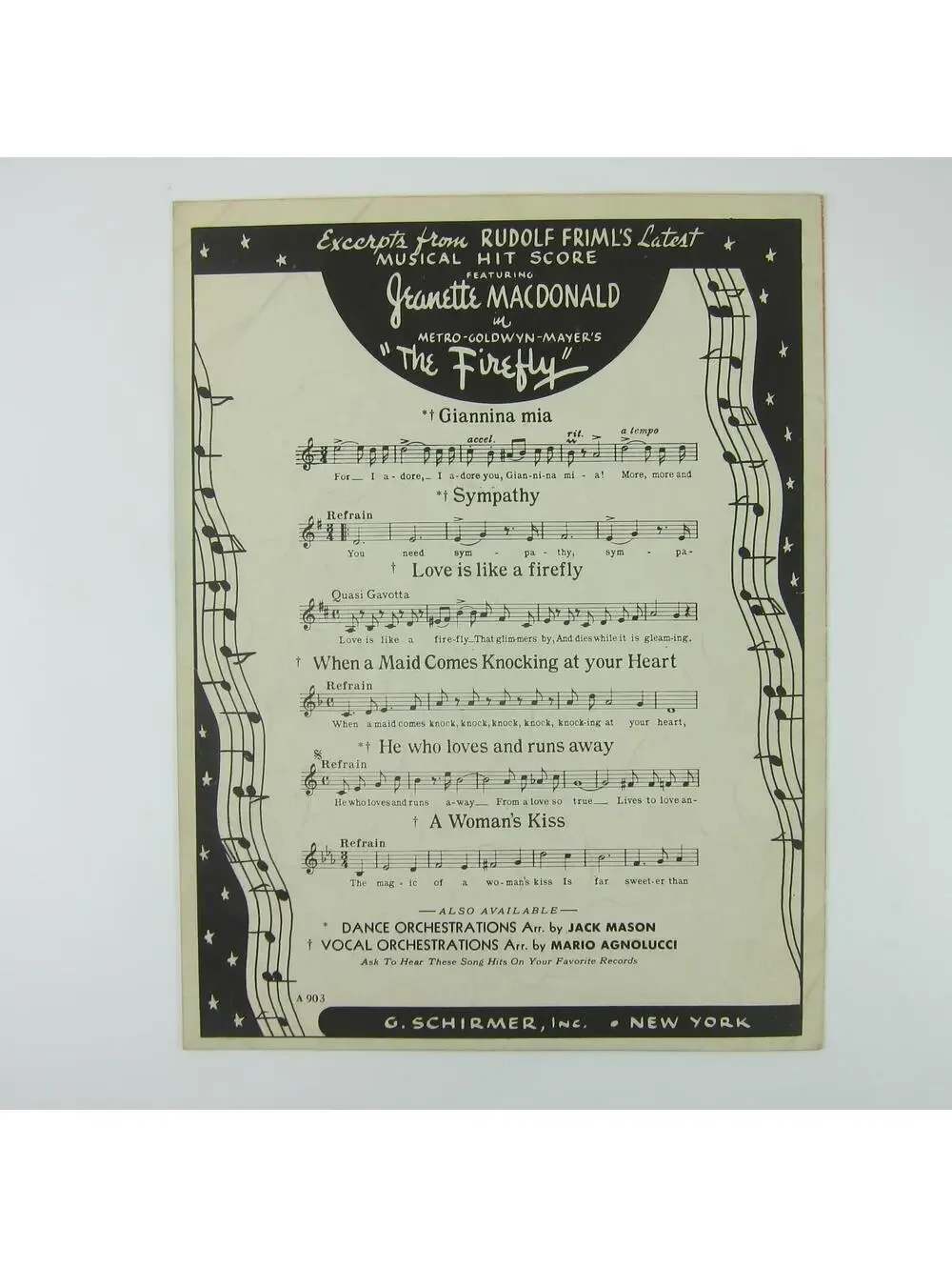 Sheet Music Sympathy The Firefly Jeanette Macdonald Allan Jones Vintage 1937